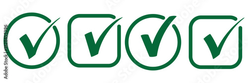 check mark icons tick symbols in green circle . Represents confirmation, approval, success, or completed tasks or status. for web, checklists, and task completion projects