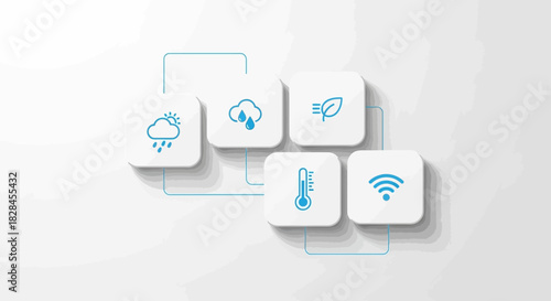 Informative Weather Network Illustration Depicting Internet of Things Connectivity and Data Analysis