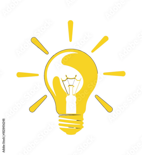 Yellow lightbulb shining brightly against a dark background representing innovation and ideas