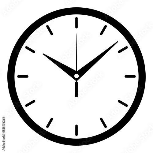 Clock face showing ten past ten with a white dial and black background in simple vector style