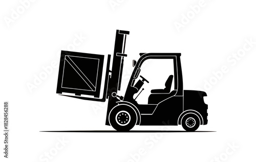 Silhouette of a tractor in a dark field conveying agricultural machinery and farming equipment