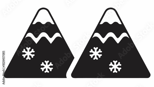 Winter wonderland mountains with falling snowflakes, a cool, crisp and clean seasonal graphic element perfect for holiday cards and winter events promotions