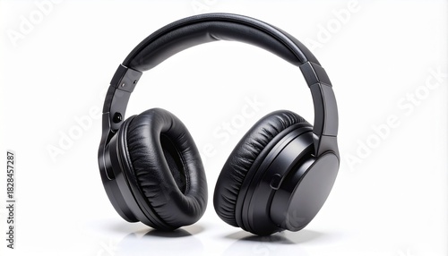 Black over-ear headphones rest in stillness—ritual of sound and solitude, where cushioned circles choreograph immersive listening and the quiet architecture of modern audio design.