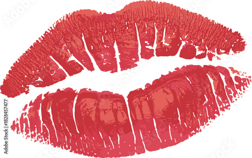 Red lipstick lip print, kiss mark vector, beauty symbol, romantic icon, makeup imprint, sensual design, black 