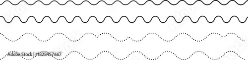 Sinusoidal waveform comparison, frequency amplitude variation, dotted and solid wave lines, physics concept, 