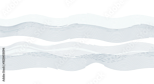 Abstract wavy line art illustration in gradient blue and white tones background
