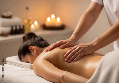 Wallpaper Mural Relaxing back massage with candles in a serene spa setting Torontodigital.ca