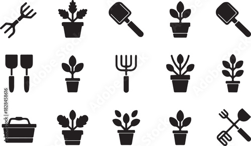 set of gardening tools