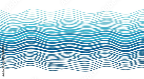 Abstract turquoise ocean wave illustration with hand-drawn textural lines minimal style