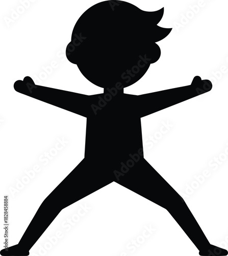 Black silhouette of a person in a wide legged yoga pose vector