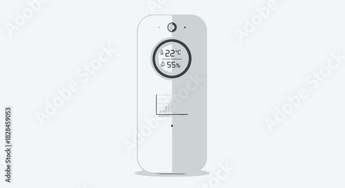 Modern digital climate monitor displaying temperature humidity and historical data trends for