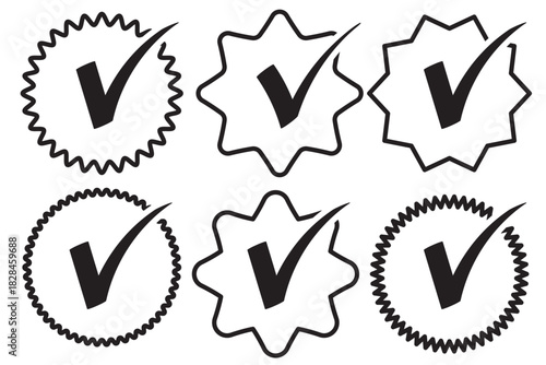 Verification Badge Stroke Icon Collection.