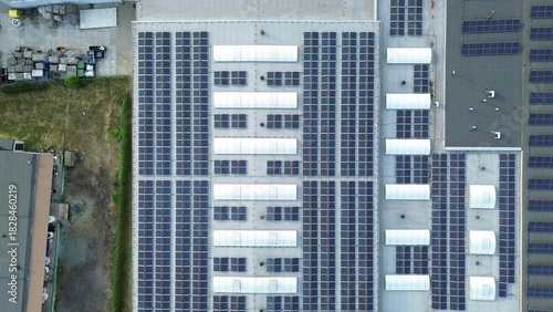 Commercial solar energy farm in rural landscape