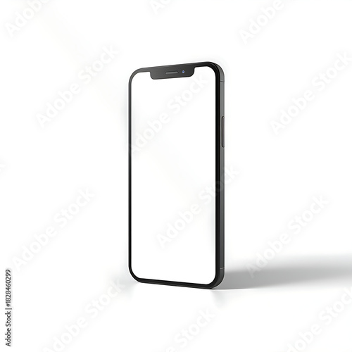 Flat rays emanate from a side view of a black smartphone mockup with a blank screen, isolated on a white background using a clipping path.