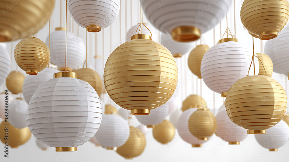 Fototapeta premium christmas decoration on the wall isolated on white background