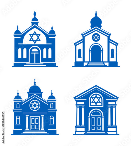 vector set illustration of jewish synagogue (artwork 1)