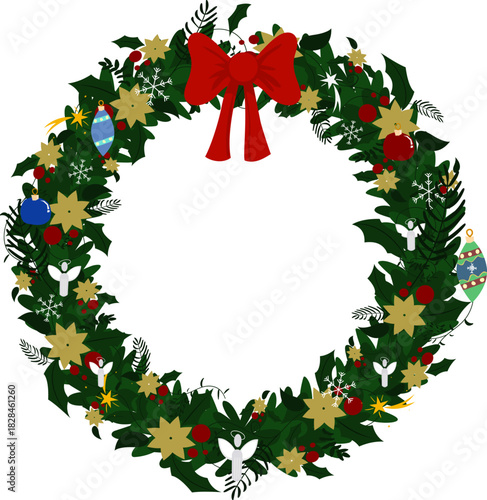 Guirlanda de Natal festiva com laço vermelho