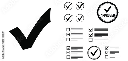 Collection of checked and approved symbols and icons