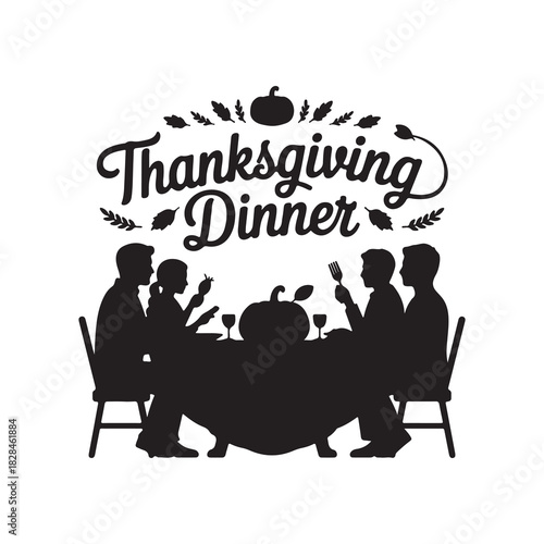 Thanksgiving Dinner Family Silhouette Vector
