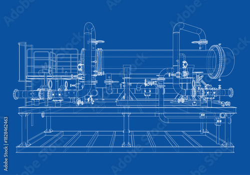 Industrial Blueprint Design. Vector