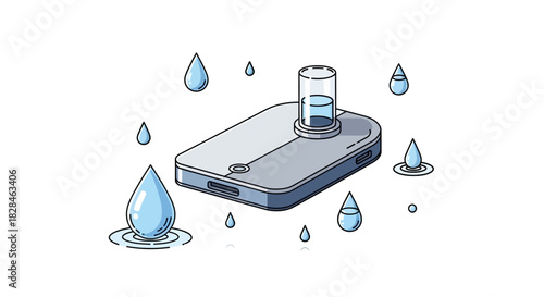 Water analysis device showcasing laboratory equipment and fluid measurement concept