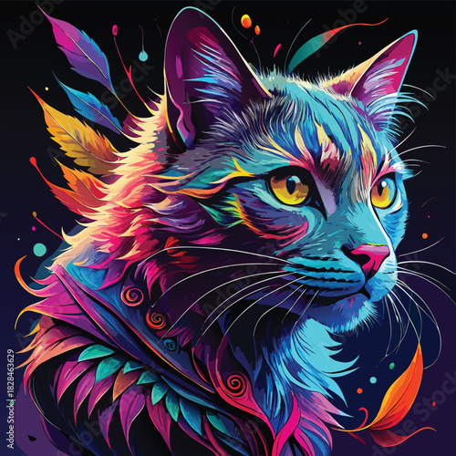 cat on a black background