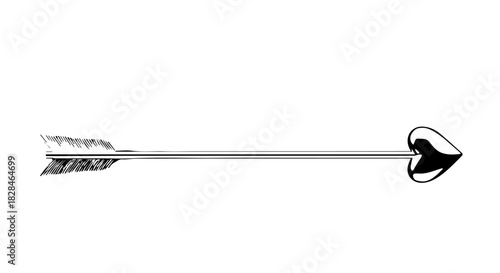 Long Arrow with Heart-Shaped Arrowhead Across a White Background.