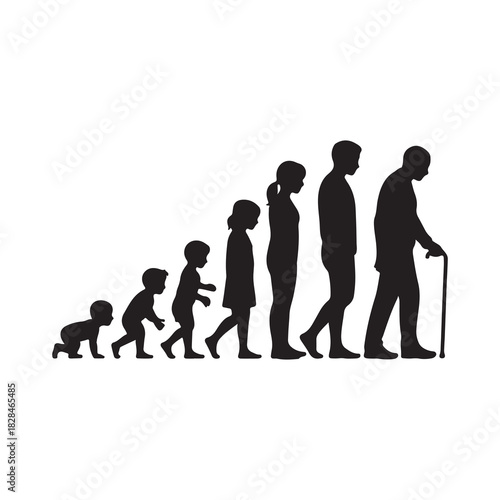 Human Life Cycle Stages Silhouette Vector