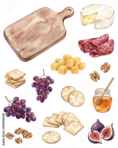 Watercolor Charcuterie Board Food Illustration