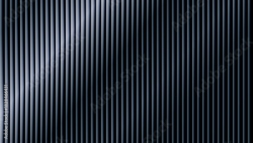 A minimalist abstract background featuring a dark, vertically ribbed surface with a subtle gradient of light creating a pattern of lines and shadows.