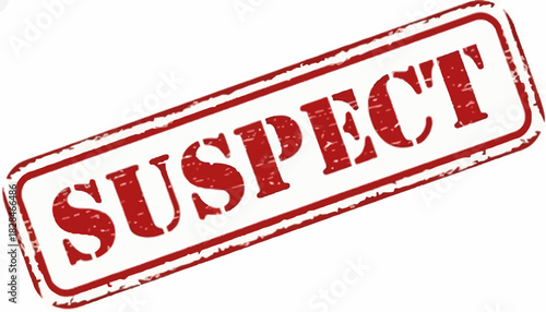 A red grunge rubber stamp seal with the word Suspect, isolated on a white background for legal and investigation concepts