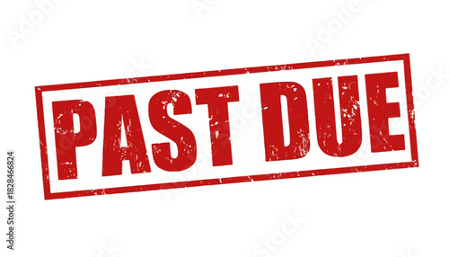 A distressed red rubber stamp imprint with the words Past Due, a concept for overdue payments, unpaid bills, and financial debt