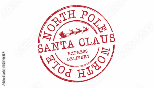 Vintage grunge circular postmark seal from the North Pole, an express delivery design for Christmas holiday mail