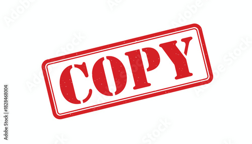 A red ink rubber stamp impression with the word COPY in a grunge style, isolated vector illustration for business and office documents
