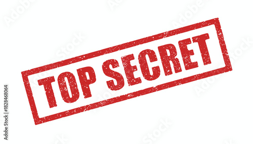 Vector illustration of a distressed Top Secret rubber stamp in red. Grunge ink seal for classified information and confidential documents