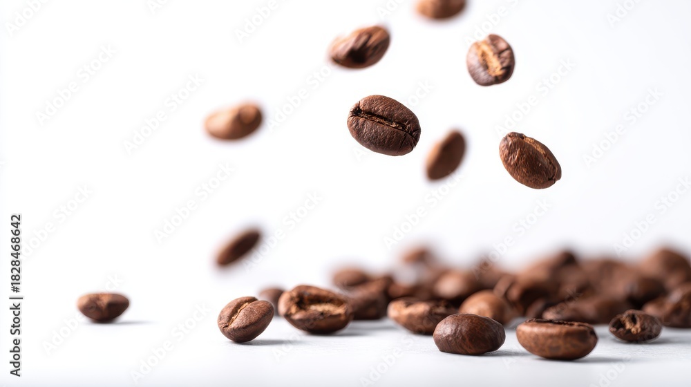 Obraz premium Falling roasted coffee beans