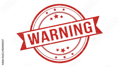 Warning Stamp Clipart – Red Caution Alert Seal Badge Illustration
