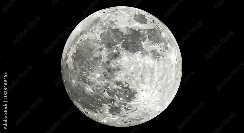 Obraz premium Detailed Full Moon Isolated on Black Background