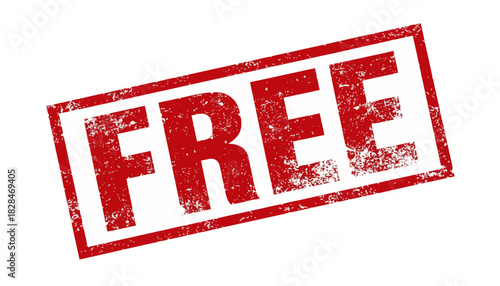 A bold red grunge stamp with the word FREE, an isolated vector graphic for zero-cost offers, promotional sales, and special business deals