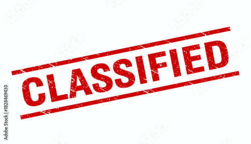 Red classified rubber stamp seal with a grunge texture effect. Vector illustration for secret documents and confidential information