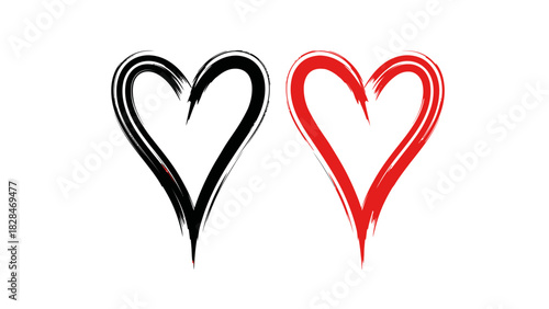 Abstract Heart Outline Clipart – Black and Red Artistic Love Symbol Design