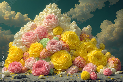 Colorful bouquet of roses and flowers in a bright floral arrangement.
