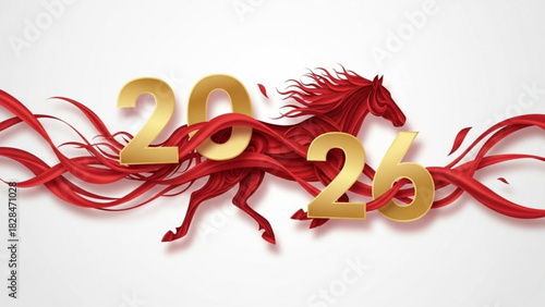 Golden Coin Design with Two Horses and 2026