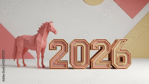 Golden Sunrise Behind 2026 and Horse Silhouettes