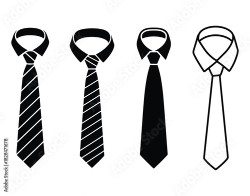 Men's Necktie Icons Set - Formal Wear, Business & Fashion Accessory