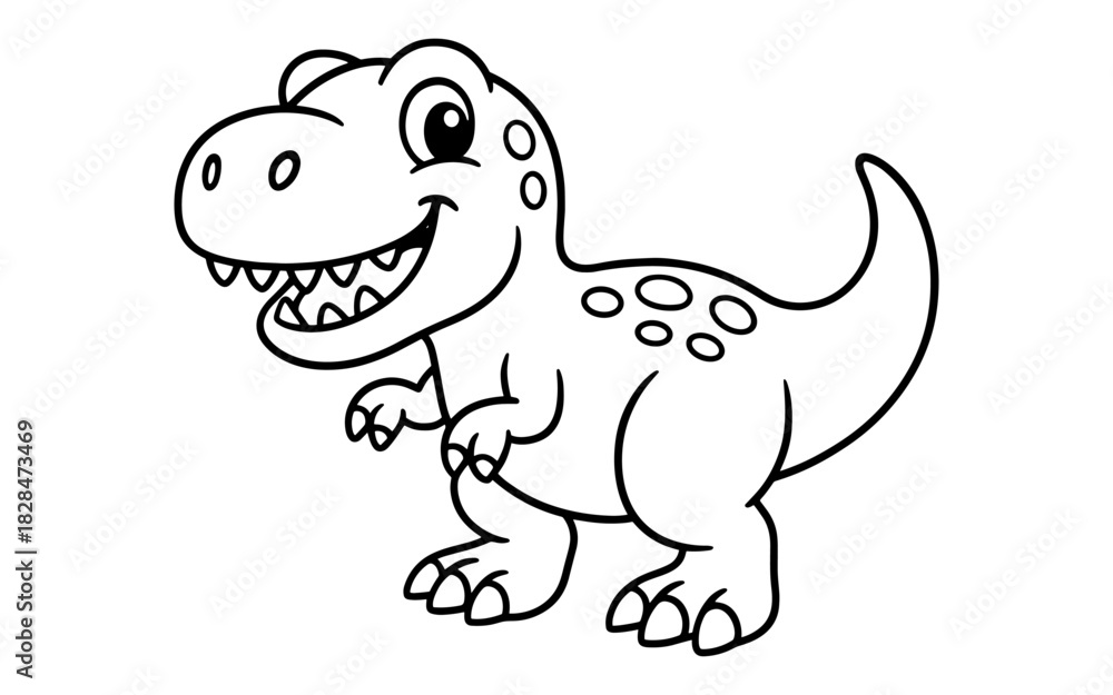 Fototapeta premium Cute dinosaur outline drawing for kids coloring fun