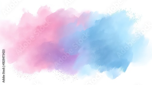 Abstract Watercolor Brushstroke In Pink And Blue Colors On White Background Artistic Backdrop Design