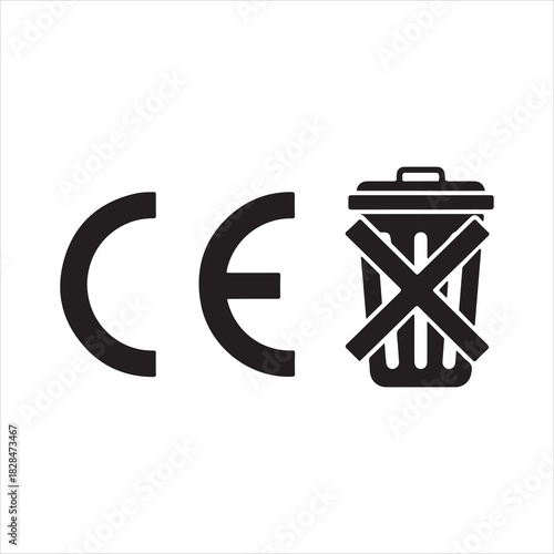 Ce marking compliance certification safety european union product standard regulation conformity assessment silhouette. CE set icons. Linear and Silhouette Styles. Vector icons.