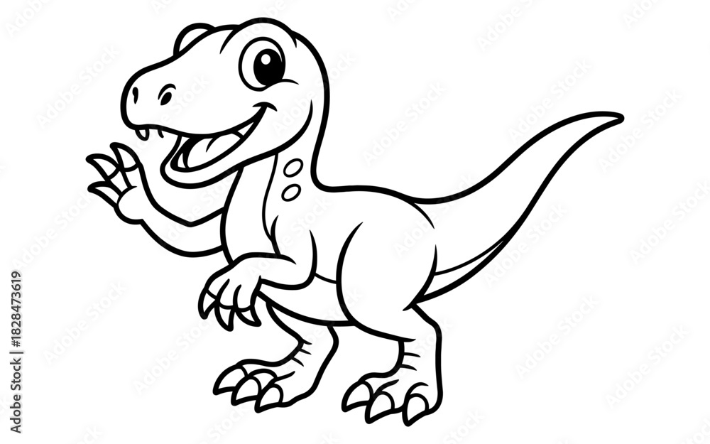 Obraz premium Cartoon dinosaur outline for kids' coloring and educational projects