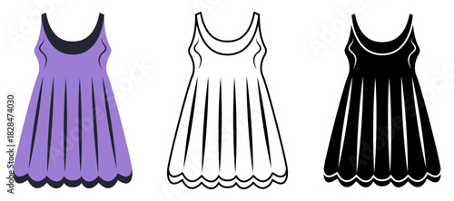Stylish purple dress isolated vector illustration